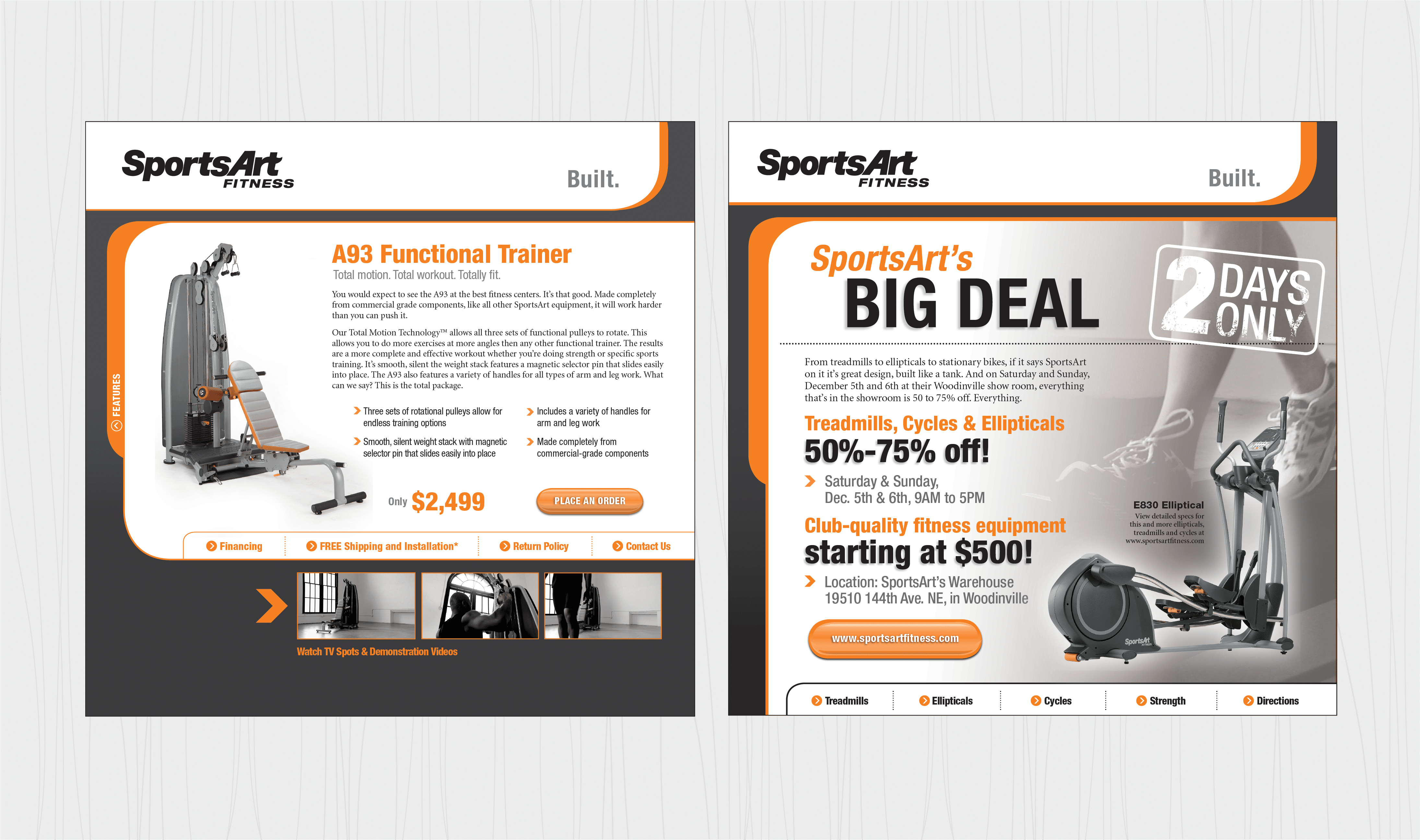 SportsArt Landing Page